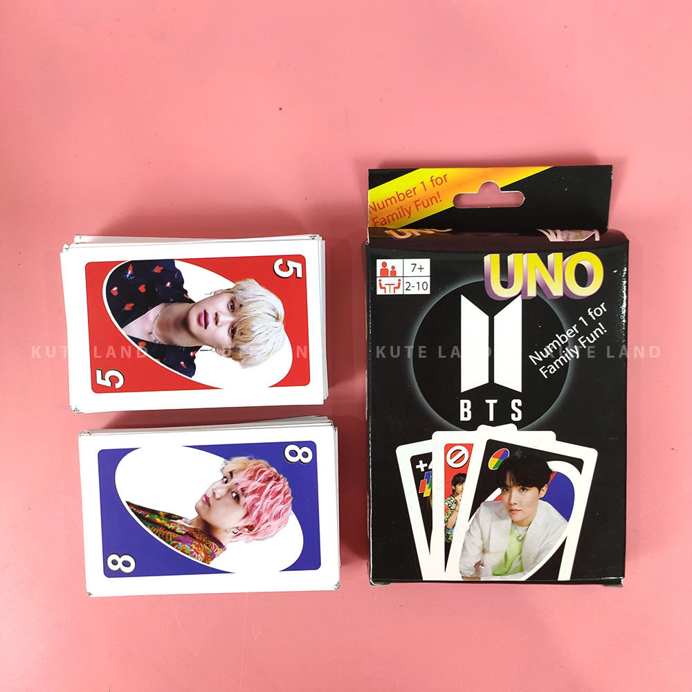 Bài Uno BTS Đen 108 lá giấy cứng Ivory cao cấp đồ chơi trẻ em thẻ bài Board Game Việt