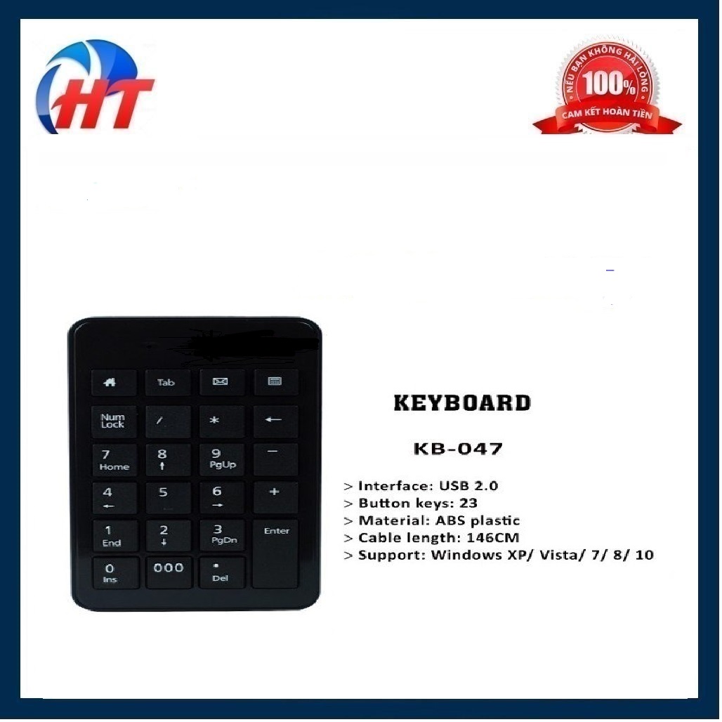 Bàn phím số mini máy tính Mk KB-047U cổng USB có dây-HT