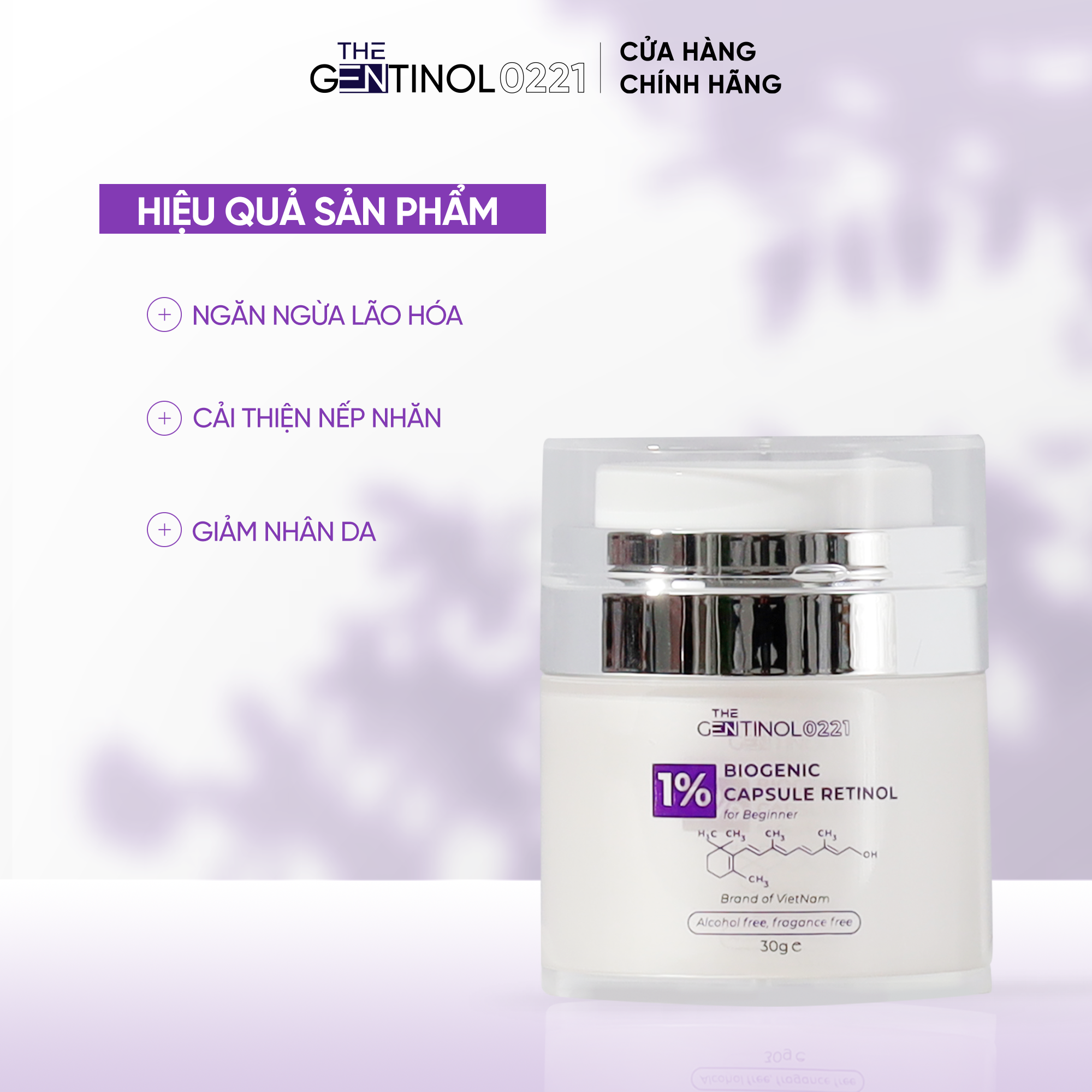 Kem dưỡng giảm nhăn da, cải thiện nếp nhăn, ngăn ngừa lão hóa Biogenic Capsule Retinol The Gentinol 0221 30g