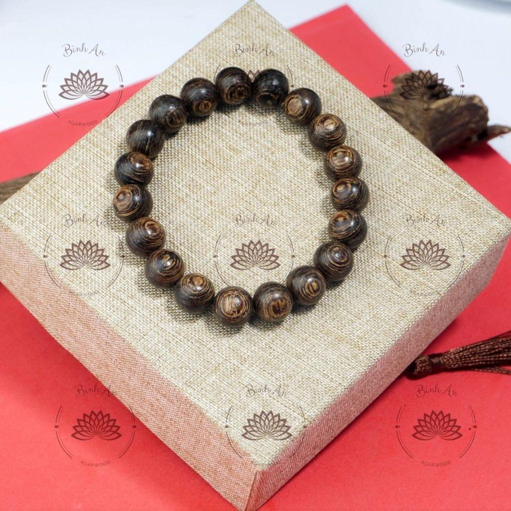 Vòng Tay Trầm Hương Tròn Đơn Sánh Chìm Nước- Trầm Hương Tự Nhiên - Trầm Việt- Size Nam Nữ.