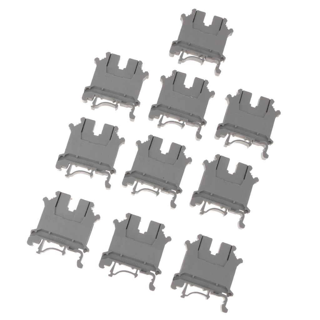 10 Pcs DIN Rail Terminal Block Screw Type UL 800V 0.2-4mm² gray UK-5N
