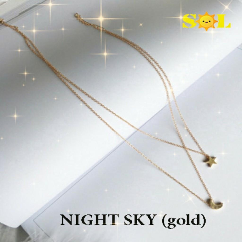 Dây chuyền nữ mặt trăng ngôi sao vàng - mua 2 tặng 1