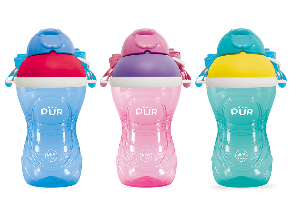 Bình nước uống thể thao cho bé có dây đeo Pur 390ml, không chứa BPA