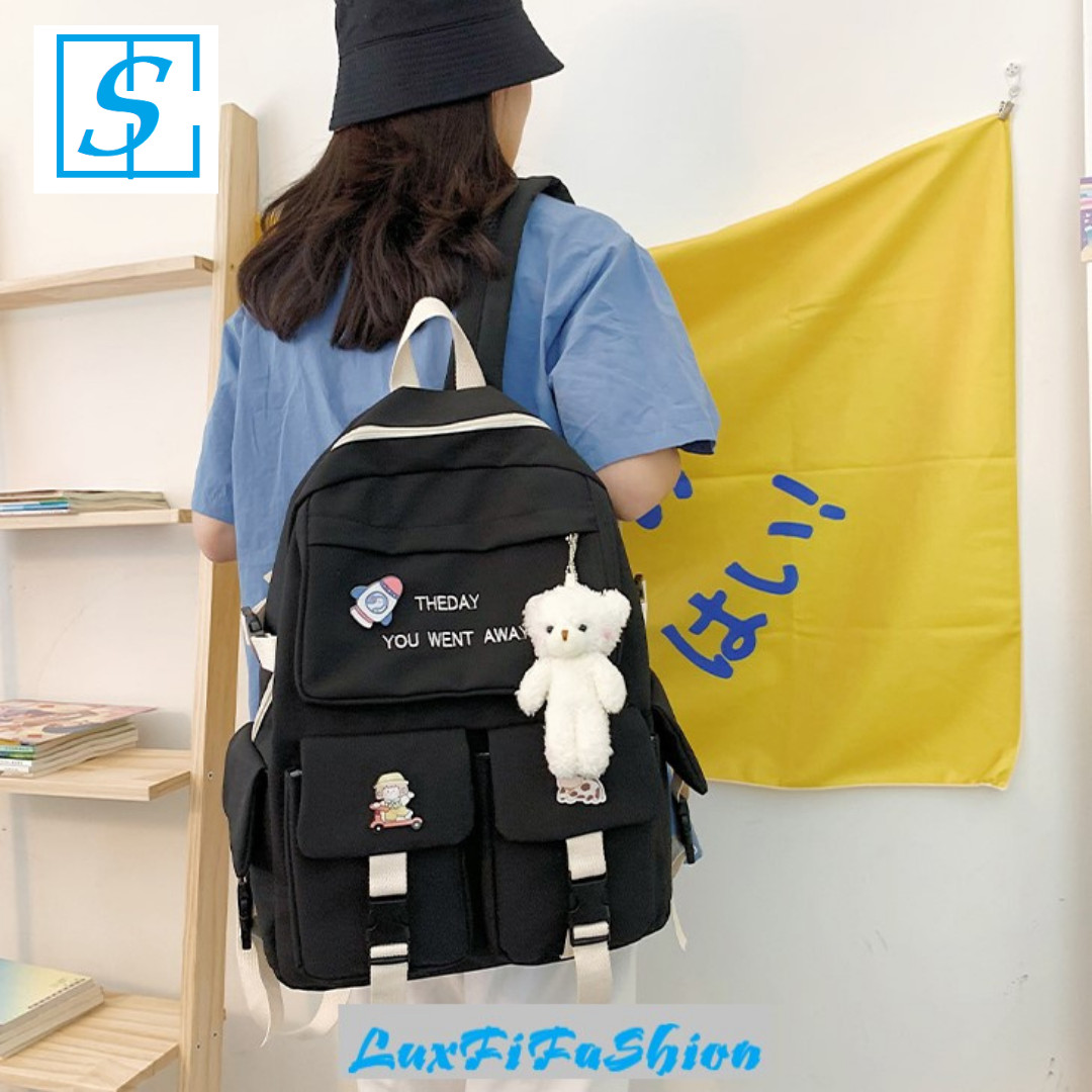 Cặp Học Sinh Nữ Version Hàn Quốc Ulzzang Balo Học Sinh Nữ Dễ Thương Sinh Động MÃ FS816