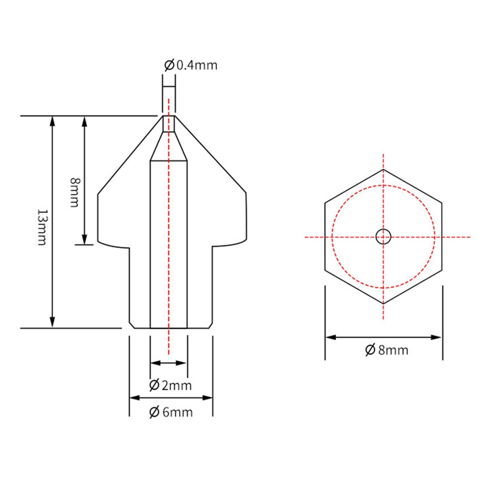 5 Pieces Printer Nozzle Brass Print Head Extruder Nozzles for Printer Parts