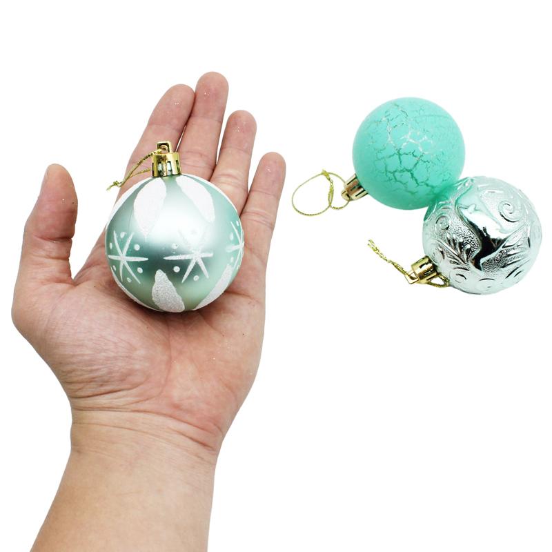 Hộp 12 Trái Châu Trang Trí Giáng Sinh - 6ADBCL12-H5B - Màu Xanh Mint