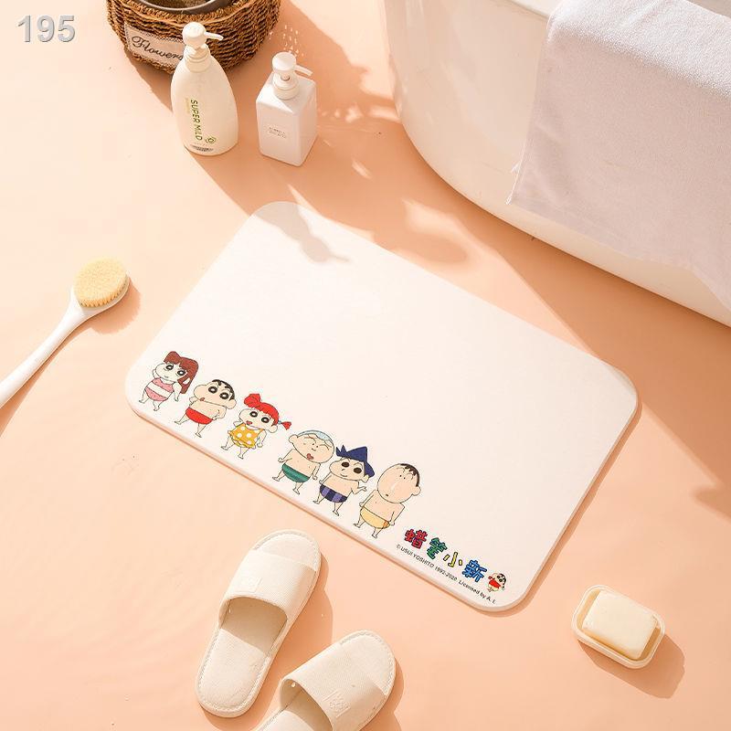 Crayon Shin-chan bùn tảo cát phòng tắm chống trượt điatomaceous đất tự nhiên miếng đệm chân thấm hút và nhanh khô b