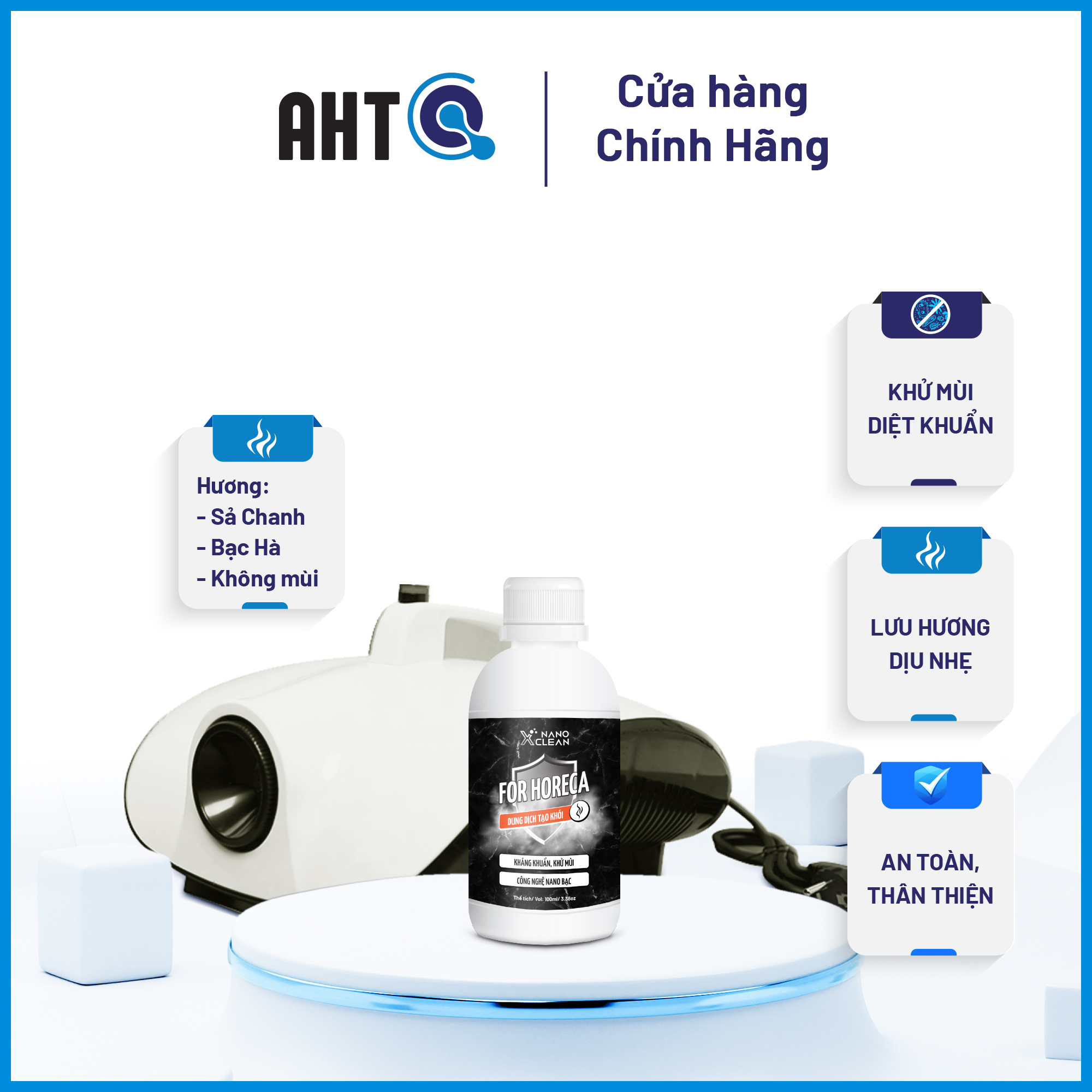 Hình ảnh Dung Dịch Tạo Khói Khử Mùi, Diệt Khuẩn Nano Xclean Nano Bạc Horeca 100ml AHT Corp - Sử Dụng Cho Không Gian, Nội Thất Nhà Ở, Nhà Hàng, Khách Sạn, Quán Karoke