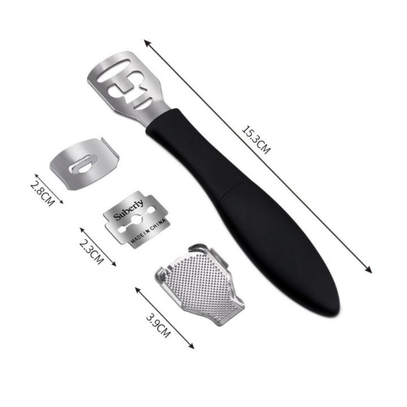 Dụng Cụ Chà Gót Chân Cây Mài Gót Chân Inox Tẩy Da Chết Làm Nail Kèm Dao Cạo