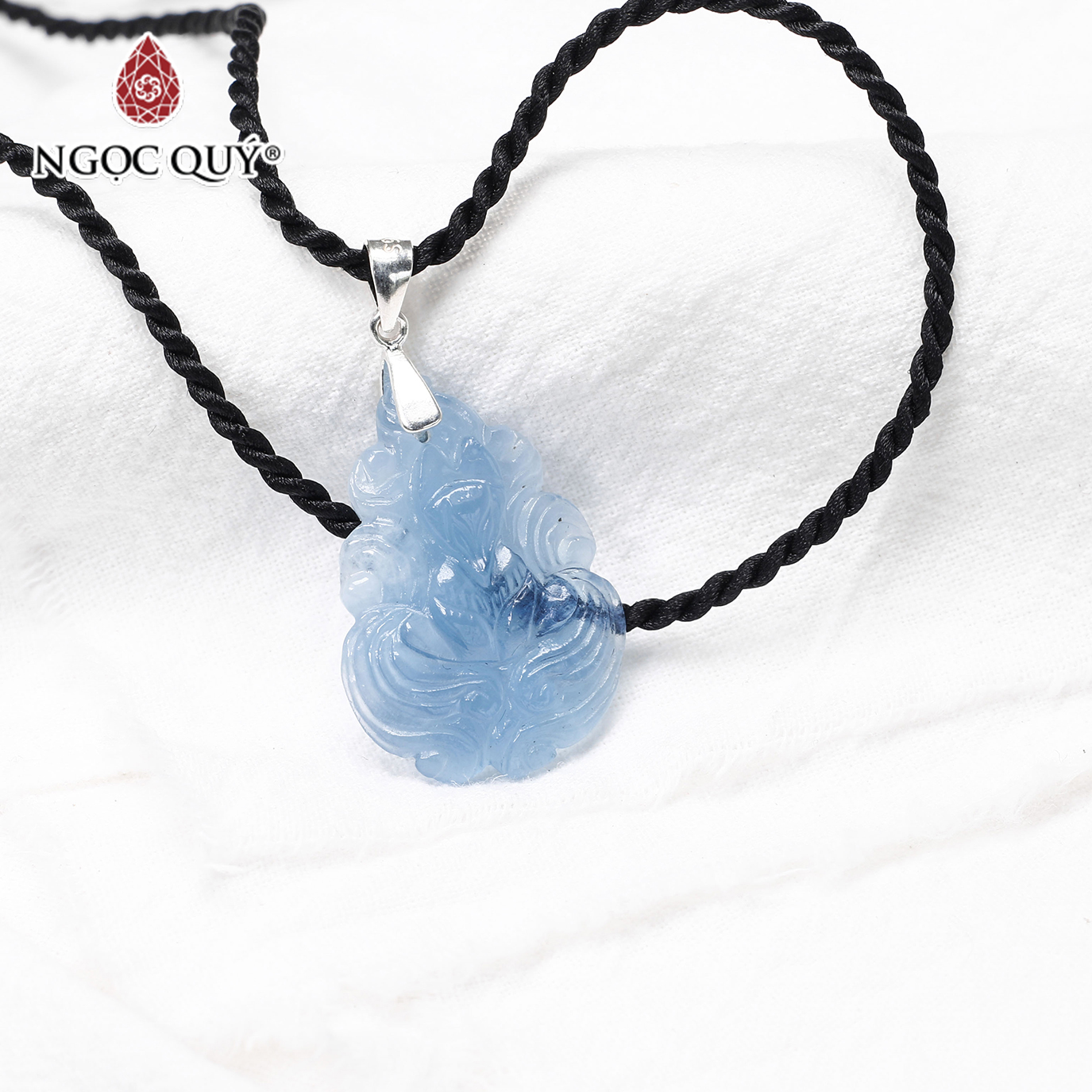 Mặt dây chuyền nữ hoàng hồ ly đá aquamarine mệnh thủy, mộc - Ngọc Quý Gemstones