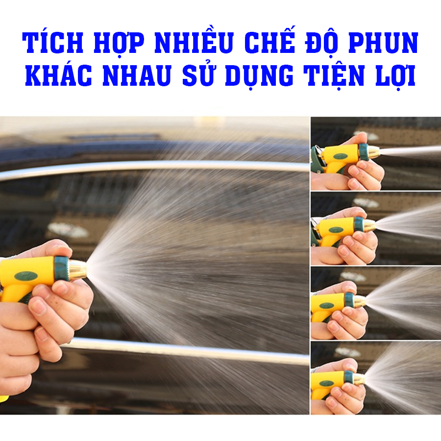 Vòi xịt tăng áp rửa xe tưới cây, rửa sân áp lực cao có thể điều chỉnh các chế độ phun áp lực nước cao thấp tùy ý tiện lợi