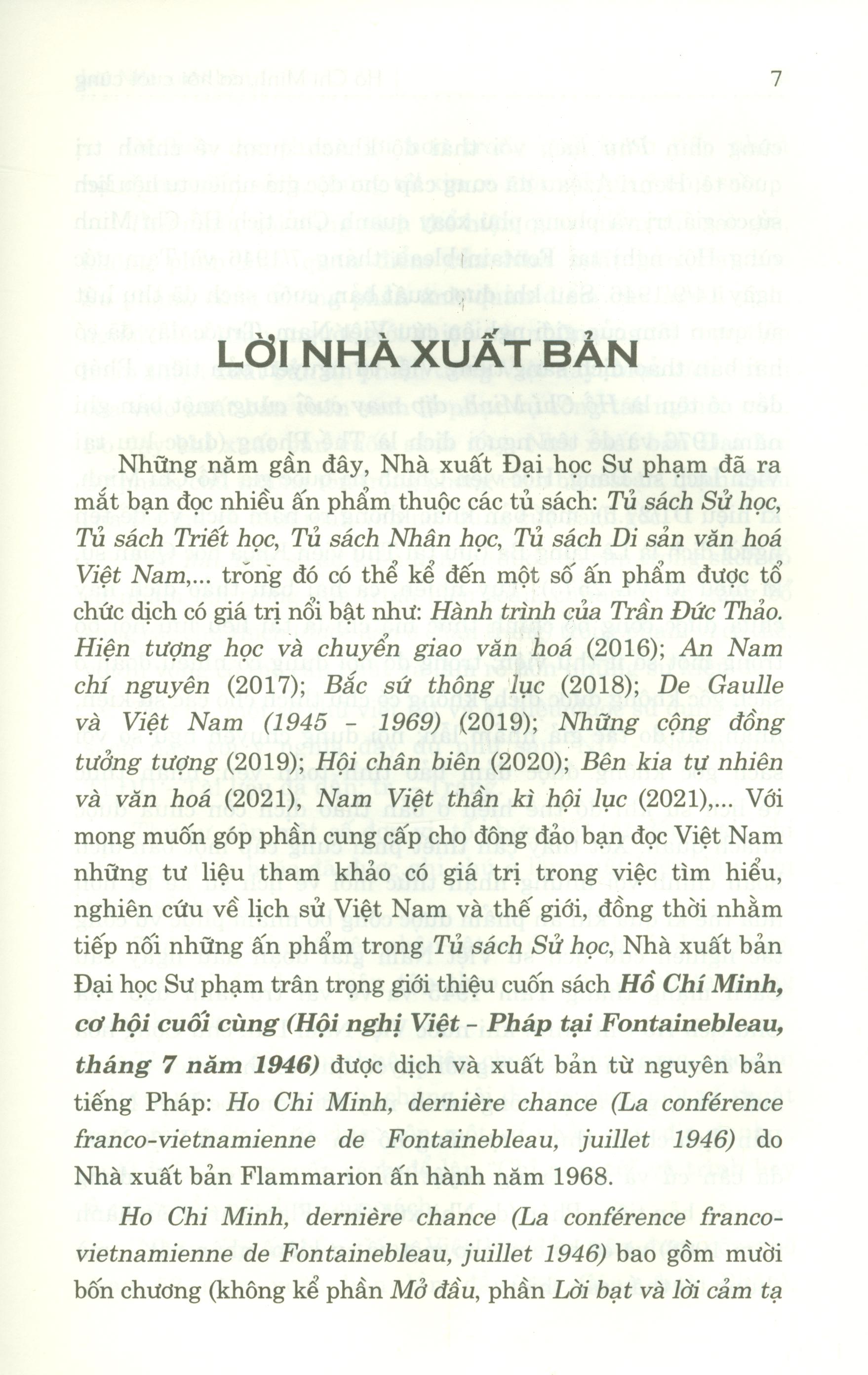 Hồ Chí Minh Cơ Hội Cuối Cùng (Hội Nghị Việt - Pháp Tại Fontainebleau, Tháng 7 Năm 1946) - Bìa cứng