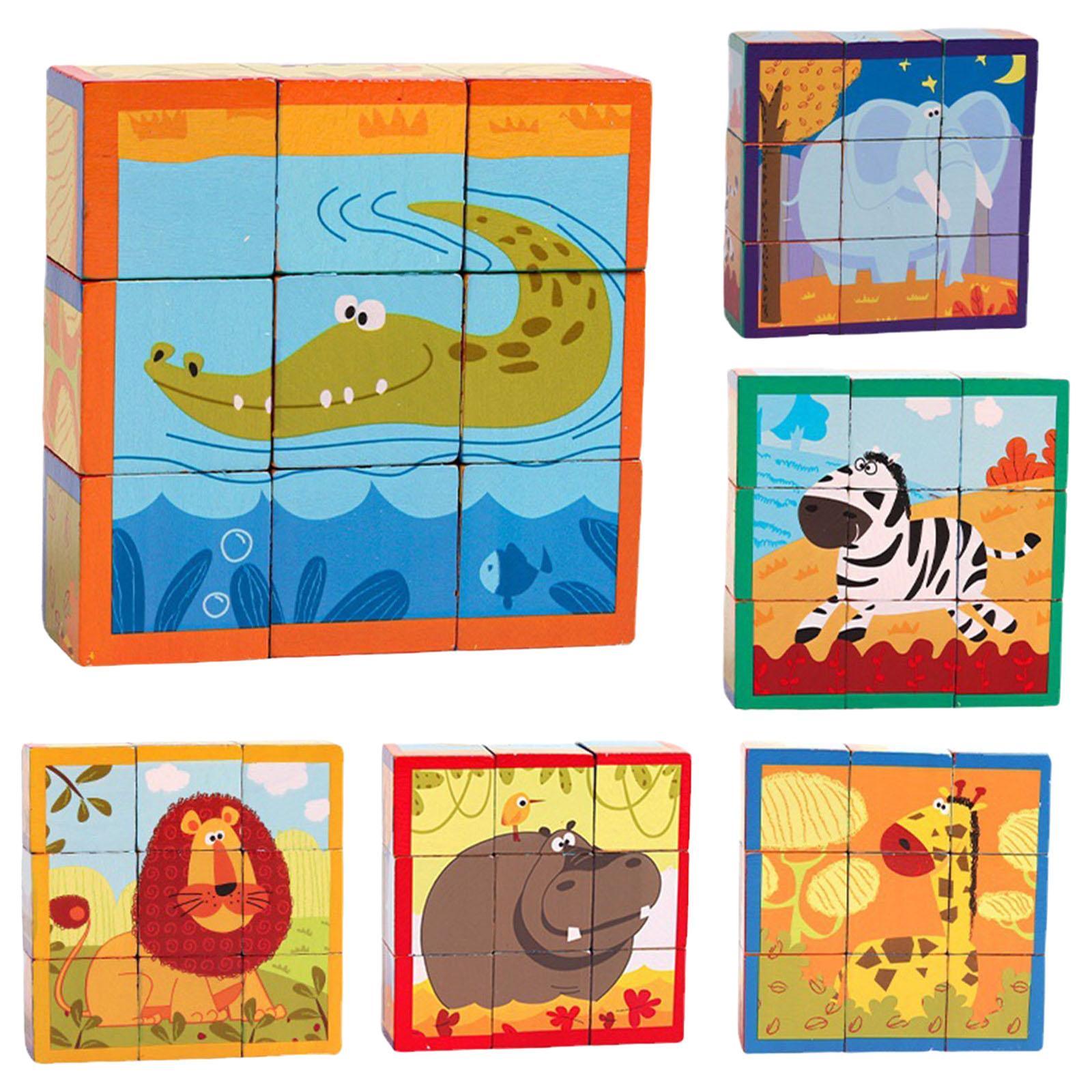 Wooden Cartoon Puzzle Montessori Shape Matching Game for Travel
