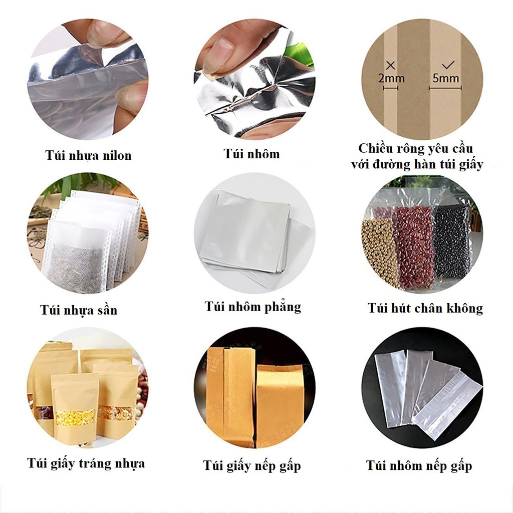 Máy Hàn Miệng Túi Dập Tay đường hàn 20-30cm2-5mm KHÔNG KÉN TÚI; túi zip bạc, craft, lọc trà, tự động ngắt khi đủ nhiệt