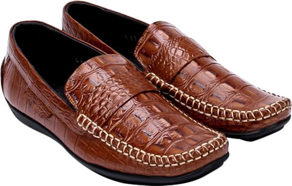 Giày Tây Nam Vân Cá Sấu Huy Hoàng HT7129 - Nâu