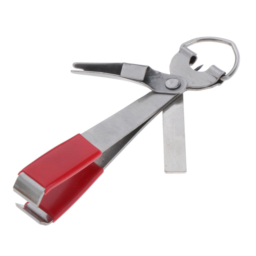 2pcs Stainless Steel 4 In 1 Quick Knot Tying Tool Fishing Clippers Red