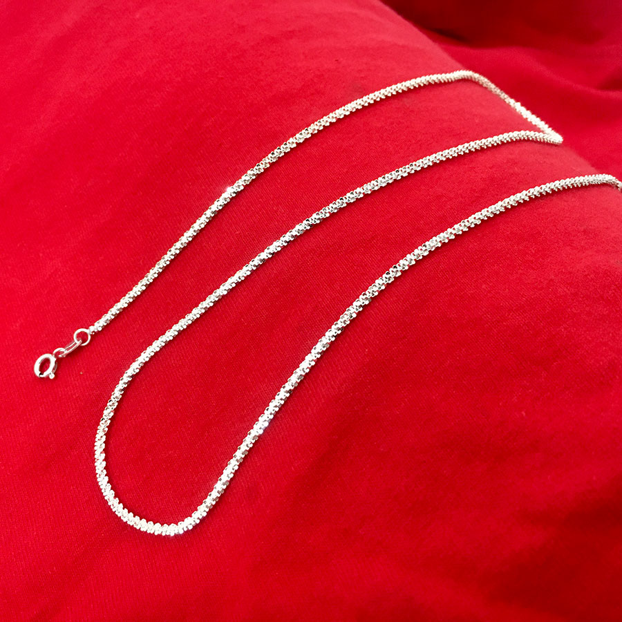 Dây chuyền bạc nữ, kiểu dây lụa tròn độ dài 48cm chất liệu bạc thật không xi mạ trang sức Bạc Quang Thản - QTVCNU4