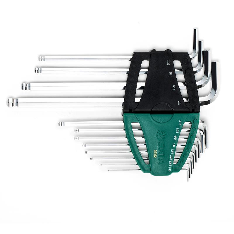 Bộ lục giác đầu bi 12 cái tay dài SATA 09102 hệ inch