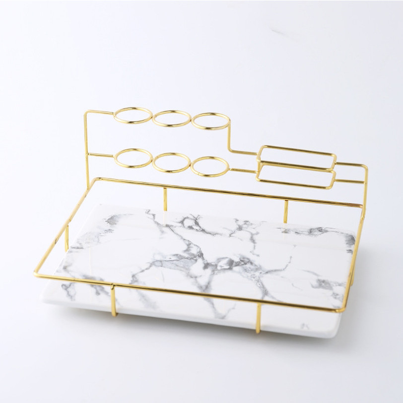 Khay để dụng cụ nhà tắm MARBLE GOLDEN BATHROOM TRAY