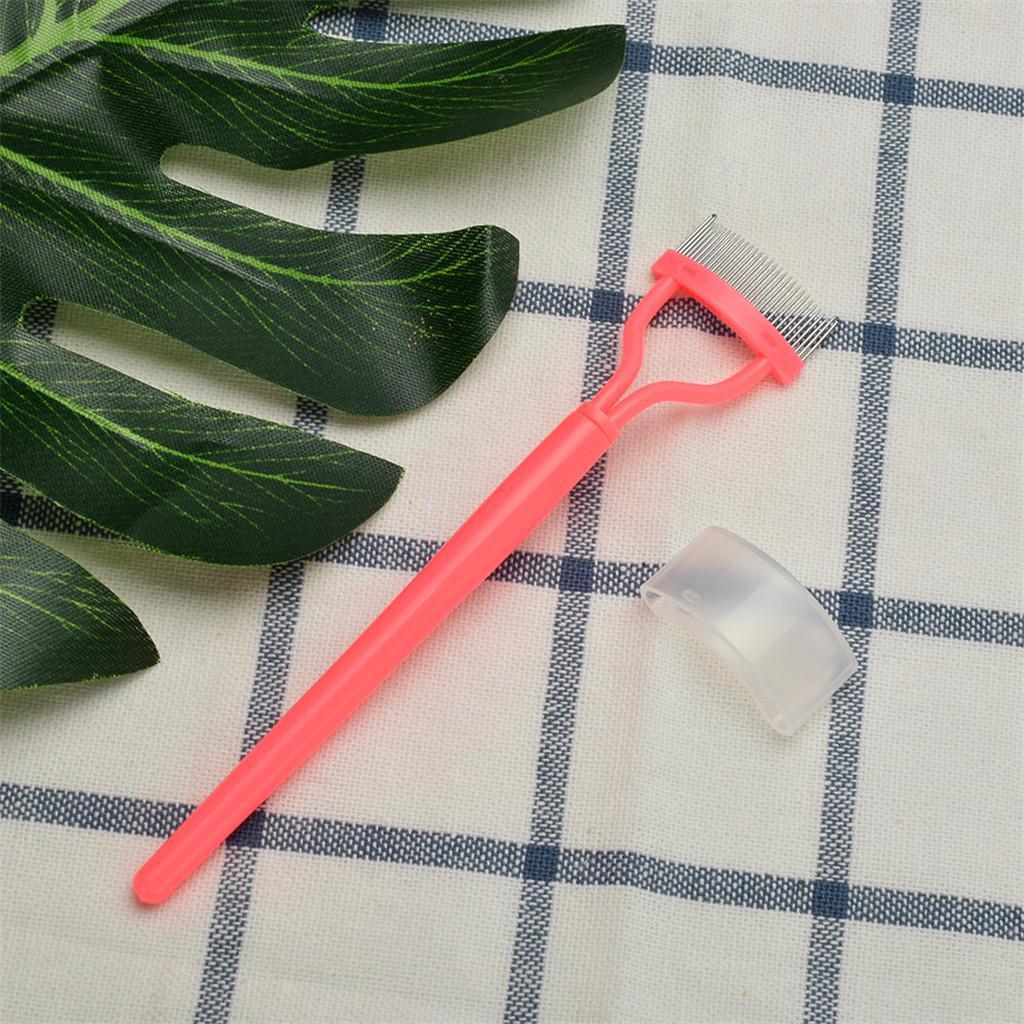Plastic Handle Eyelash Extension Brush Metal Lash Comb Cosmetic Makeup Tool