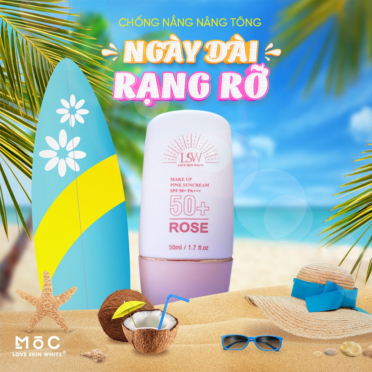 Kem Chống Nắng Bảo Vệ và Nâng Tone Da SPF 50+ PA+++ LSW