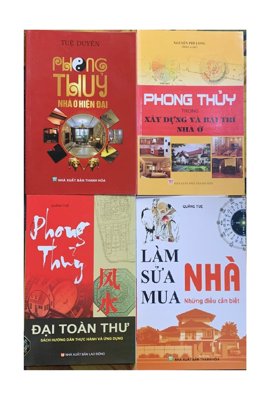 Combo 4 cuốn Phong thủy: Phong thủy nhà ở hiện đại + Phong Thủy đại toàn thư + Phong Thủy trong xây dựng và bài trí nhà ở + Làm nhà sửa nhà mua nhà