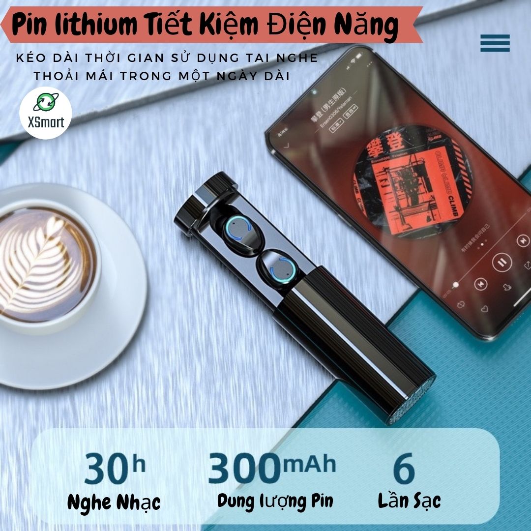 Tai nghe bluetooth không dây XSmart mini F96 New Pro Bass 2021, cảm ứng vân tay, nghe nhạc chơi game thể thao cho điện thoại - Hàng Chính Hãng