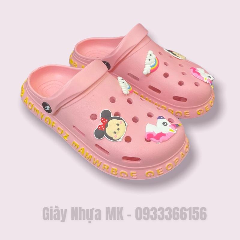 Dép sục nhựa nữ viền chữ siêu cute - Dép Cross Nữ tặng kèm 6 sticker đế đúc độn - SL027