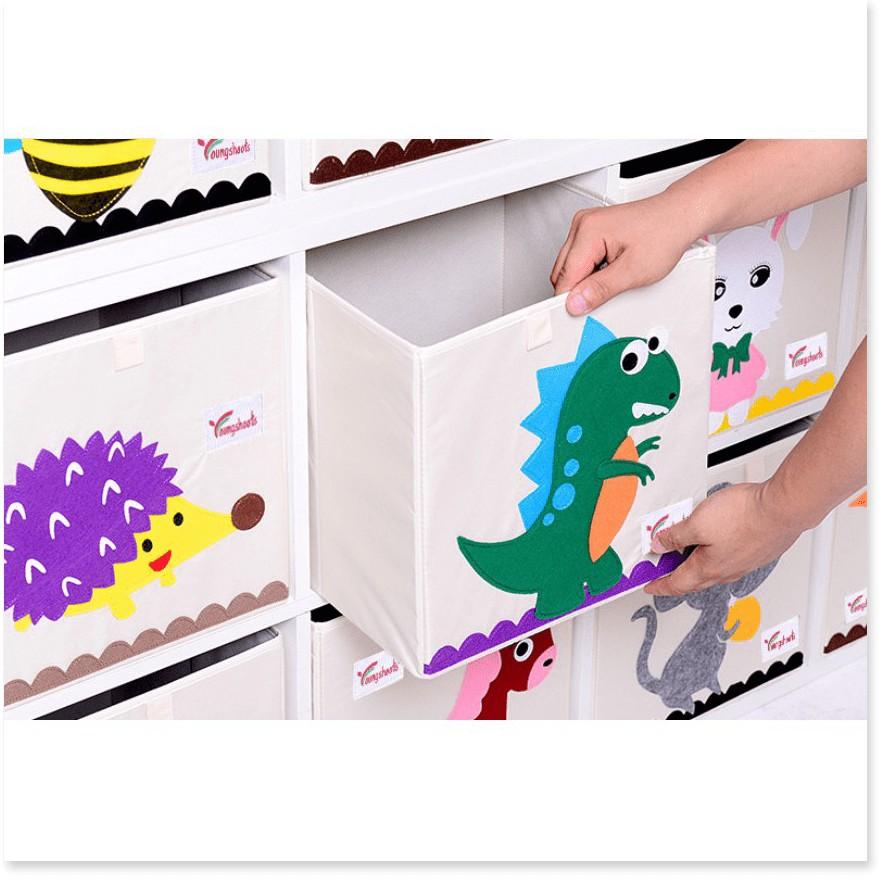 Hộp lưu trữ đồ chơi cho bé hoạ tiết hoạt hình ngộ nghĩnh, chống nước  (bộ 4 cái)