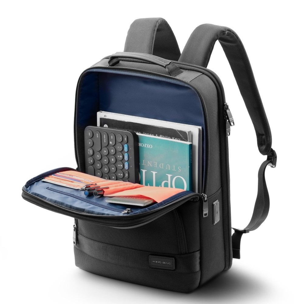 [CHÍNH HÃNG] Balo laptop 15.6 inch cao cấp Kingbag Turin chất vải oxford kết hợp da thật kiểu dáng thời trang đẳng cấp