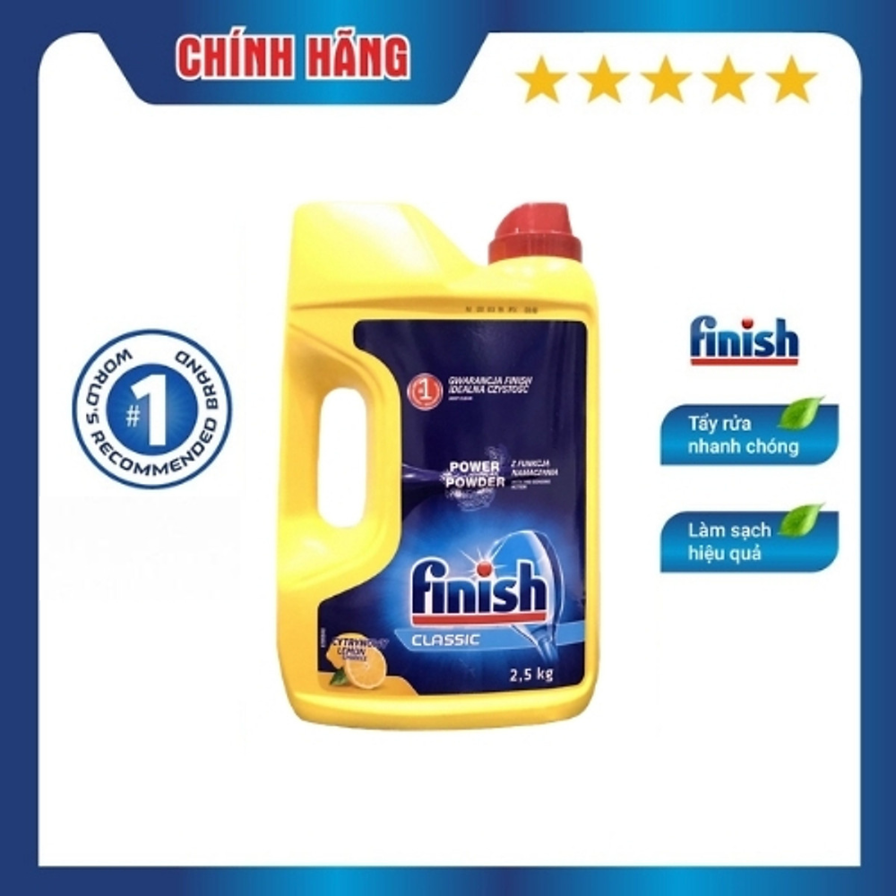 Bột rửa chén Finish Dishwasher Power Powder Lemon Sparkle 2,5 kg - hương chanh