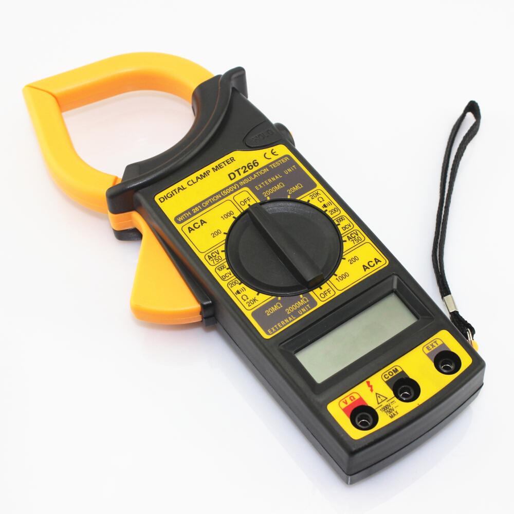 LCD Digital Ammeter Ohmmeter Multimeter Volt AC DC Tester Clamp Meter Yellow