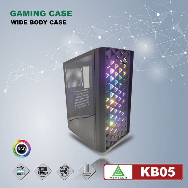 Thùng máy tính Case VSP CA KB05 1 mặt kính cường lực - Hàng nhập khẩu