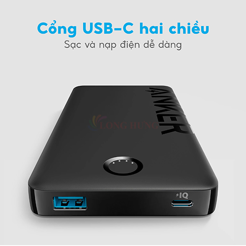 Sạc dự phòng Anker 323 PowerCore PIQ 1USB 1Type-C 12W 10000mAh A1334 - Hàng chính hãng