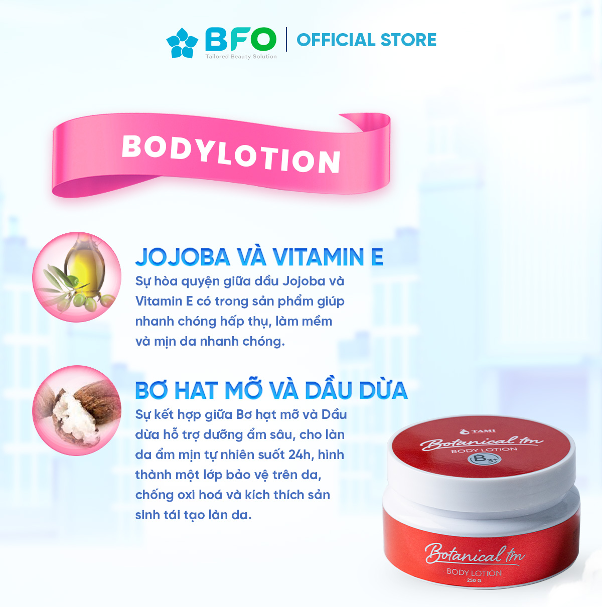 Sữa dưỡng thể trắng da Botanical B3 Tami Natural bật tone nhanh chóng 250g
