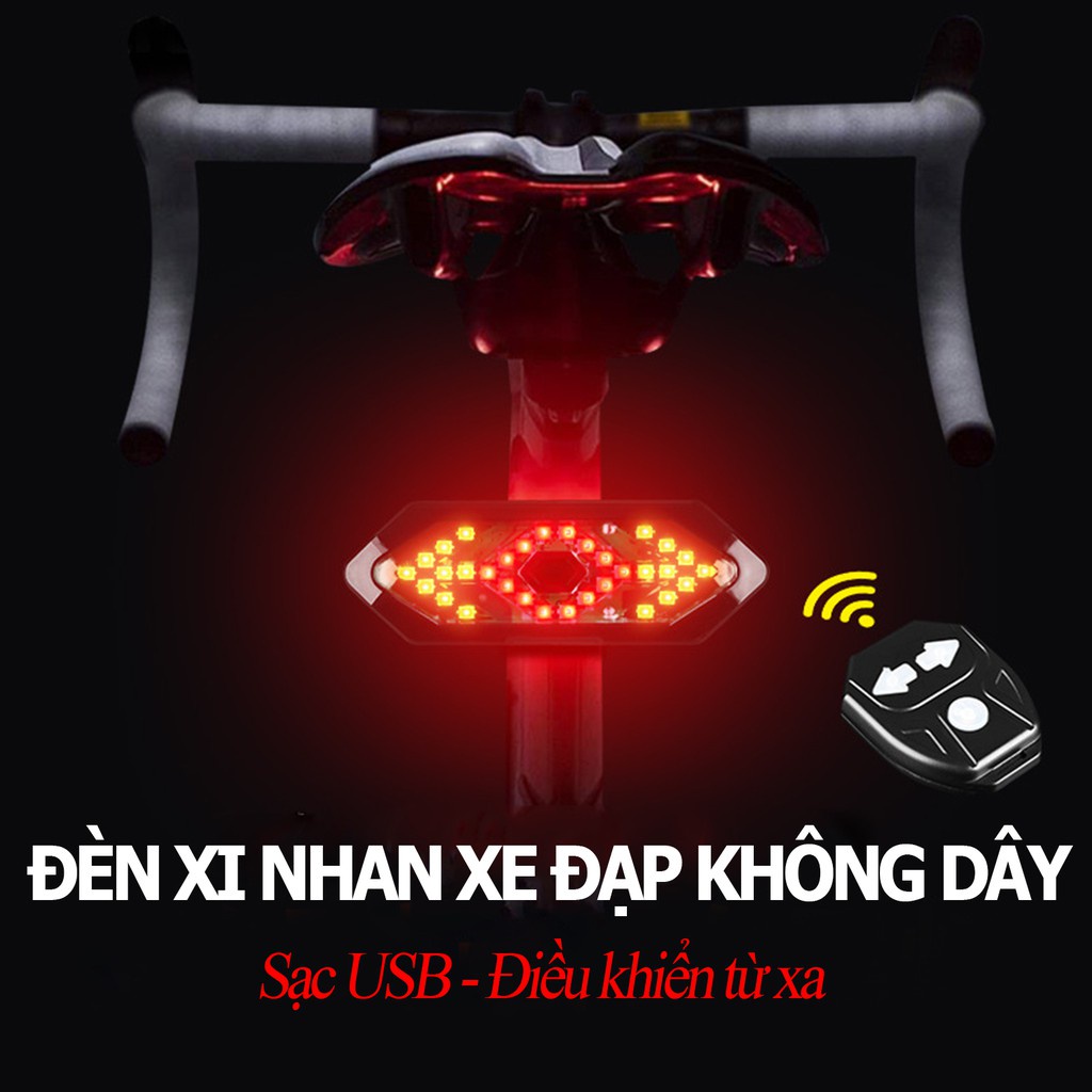 Đèn xe đạp xi nhan không dây siêu nhậy lắp cột yên 5 chế độ sáng KÈM CÒI - Hàng chính hãng dododios