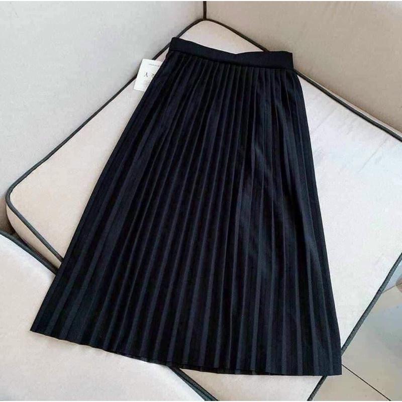 Chân váy dập li quốc dân cạp chun co giãn