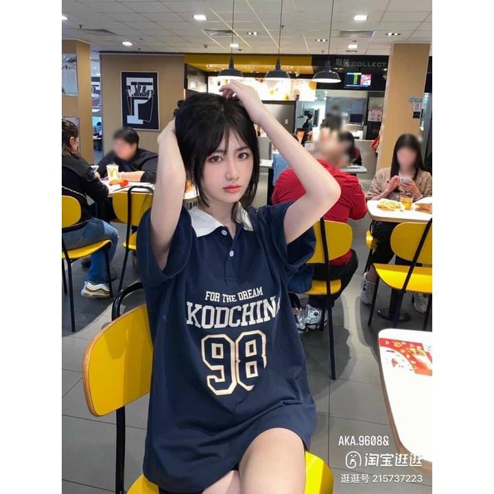 Áo Polo 98 Tay Lỡ Dáng Thụng  Áo Thun Nam Nữ Dáng Rộng Cộc Tay