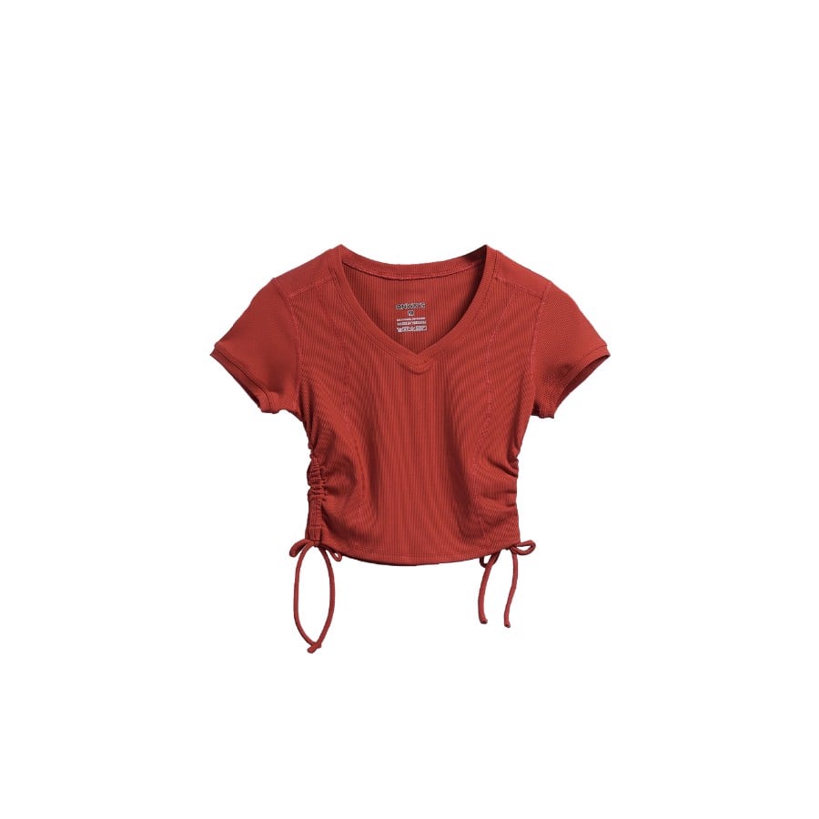 ONWAYS Áo Croptop Thể Thao Nữ Phom Ôm Tôn Dáng, Rút Dây 2 Bên, Cổ Tim Gợi Cảm, Thoáng Mát, Co Giãn Tốt Fit Ruching W13052