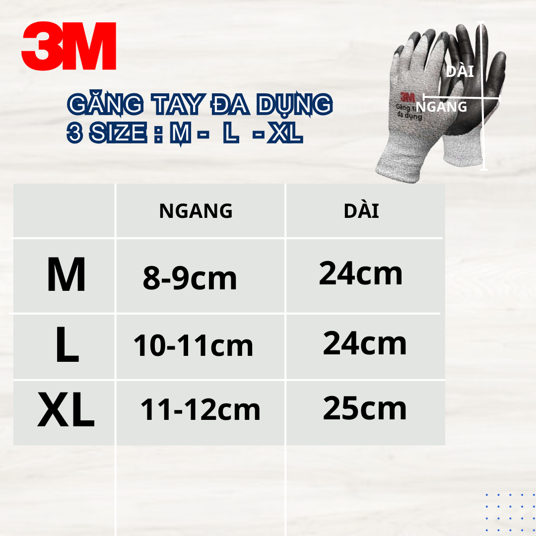 Găng tay đa dụng 3M Màu Xám