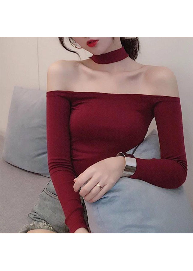 Áo Body Bẹt Vai Kèm Choker-612