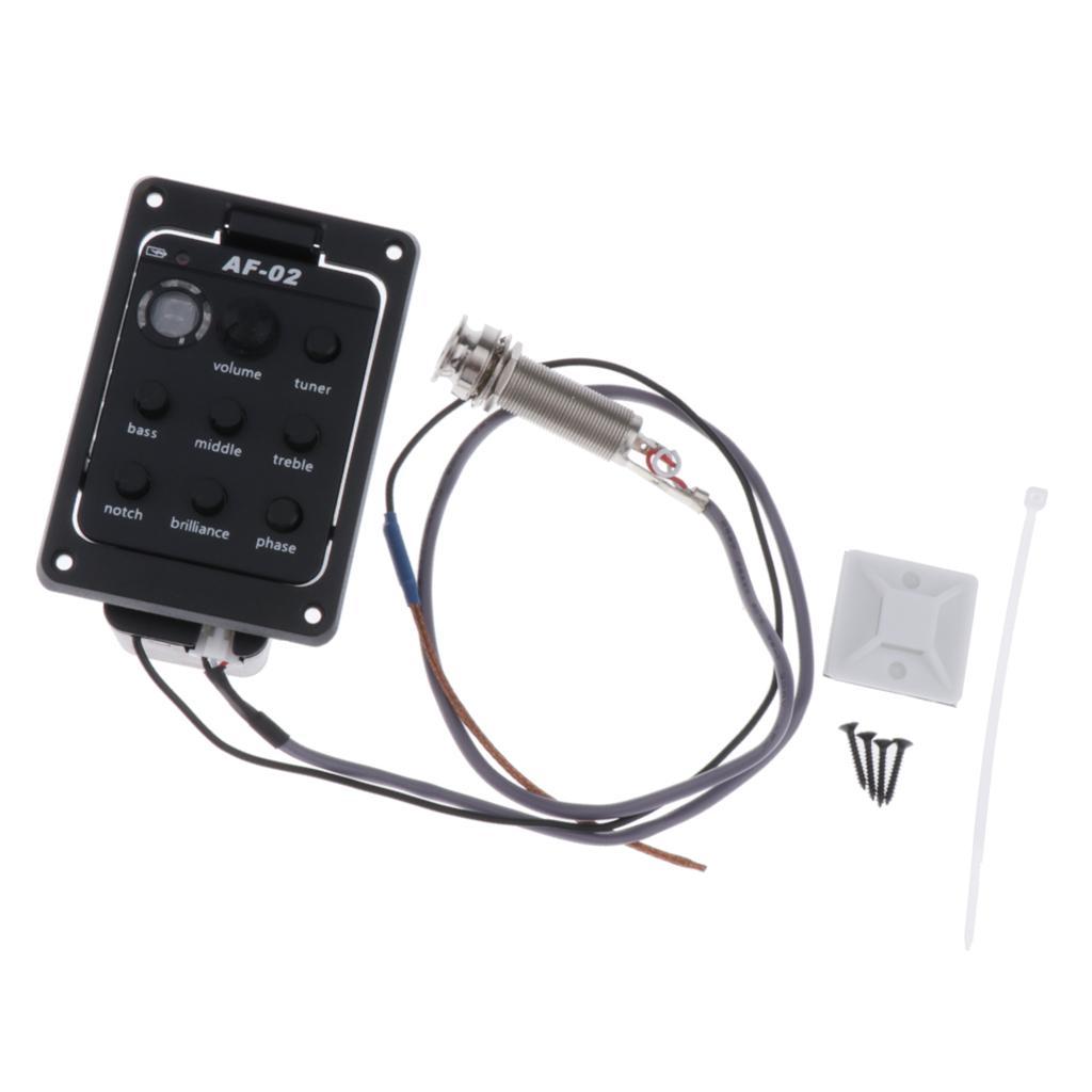 4 Band EQ Equalizer Acoustic Guitar Preamp Piezo Pickup Tuner Black