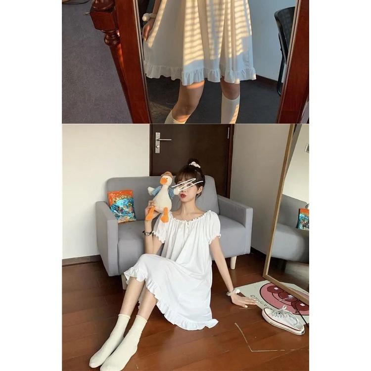 Đầm bận nhà phong cách công chúa trắng thơ mộng hàn quốc xuân hè thu BK06