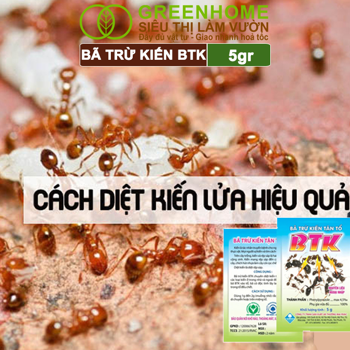 Thuốc Diệt Kiến Tận Ổ Greenhome, BTK, Gói 5gr, Hiệu Quả Cao, Dễ Sử Dụng, Tác Dụng Lâu Dài, Diệt Các Loại Kiến