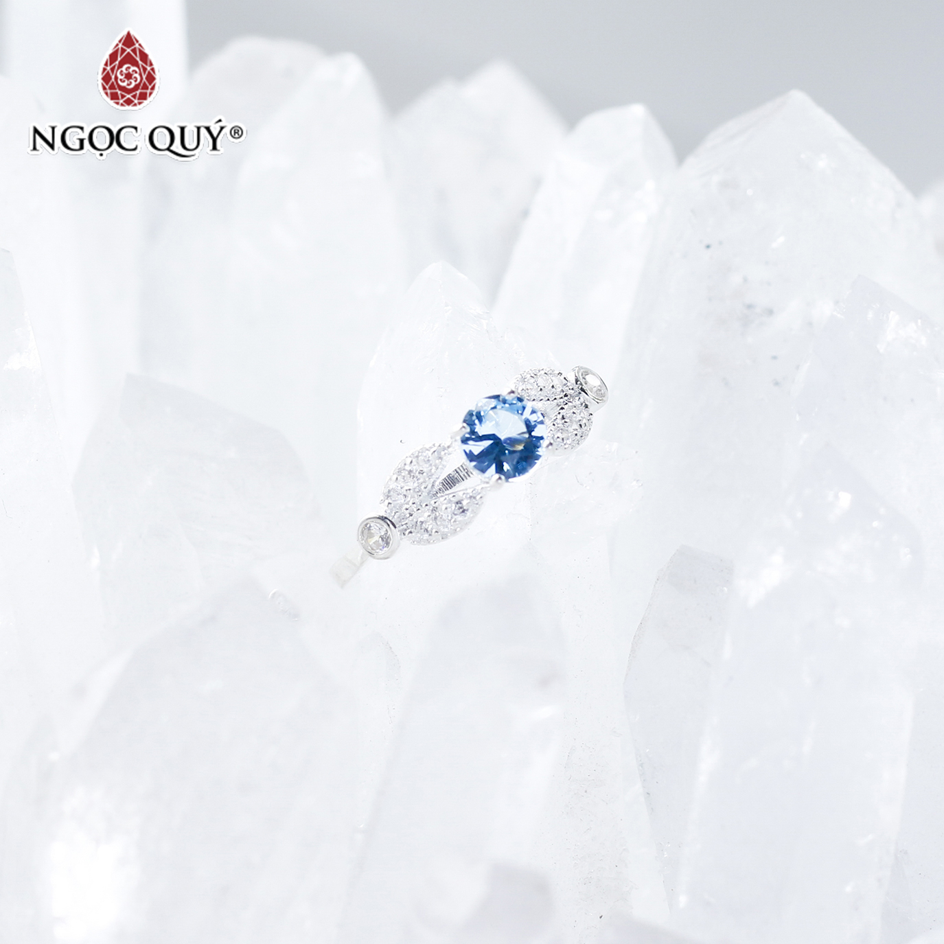 Nhẫn bạc nữ đá Topaz mệnh thủy, mộc - Ngọc Quý Gemstones