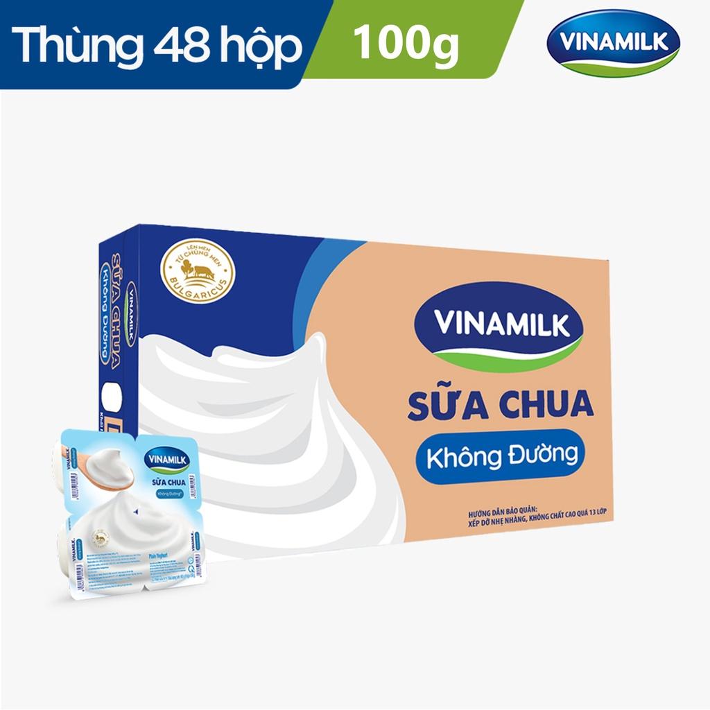2 Thùng Sữa chua ăn Vinamilk không đường 100g Yaourt 48 hộp/thùng