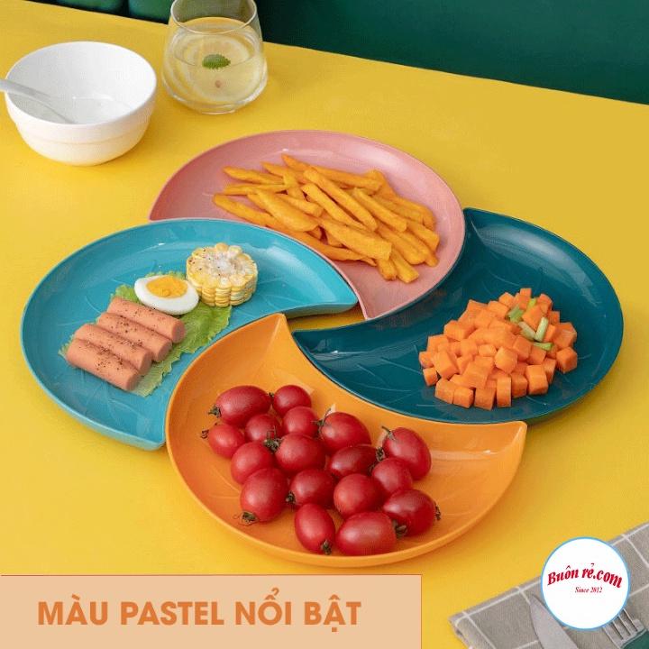 Set 5 đĩa nhựa hình bán nguyệt xếp hình hoa, đựng hoa quả bánh kẹo 01485