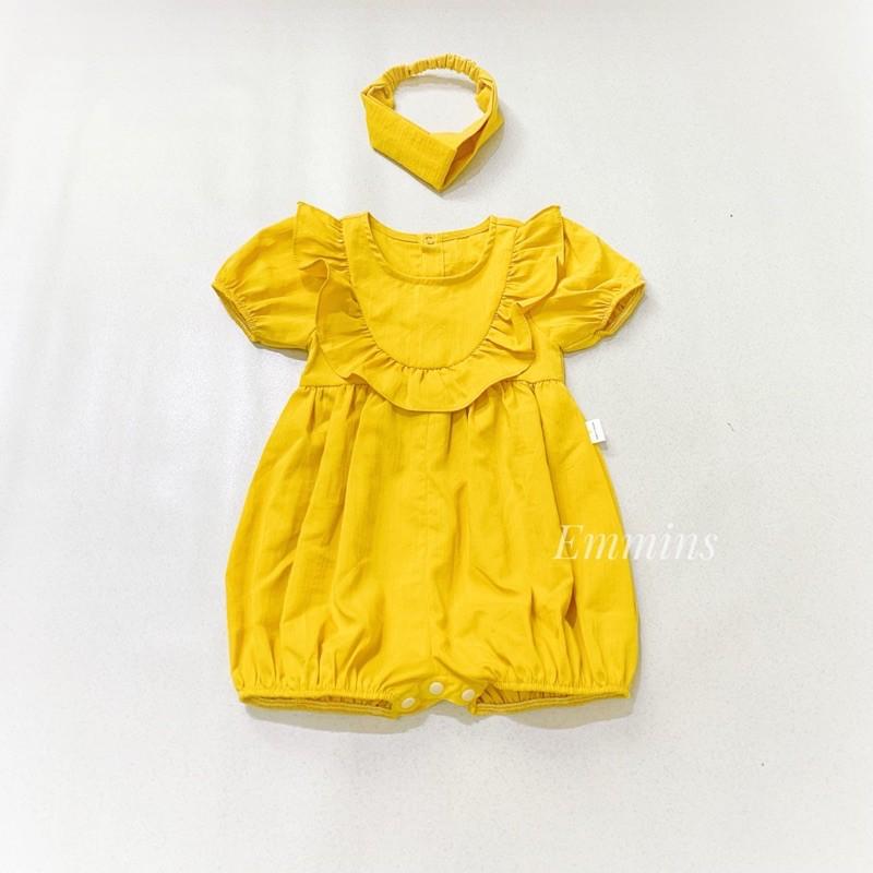 Áo liền quần,bodychip,Bodysuit,chụp đầy tháng thôi nôi, Emmins Romper Nắng Mai + Kèm Phụ kiện bé gái