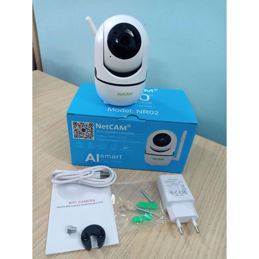 Camera IP WiFi NetCAM NR02, độ phân giải 3MP, Xoay 360 độ, Đàm thoại 2 chiều, Theo dõi chuyển động thông minh - Hàng chính hãng