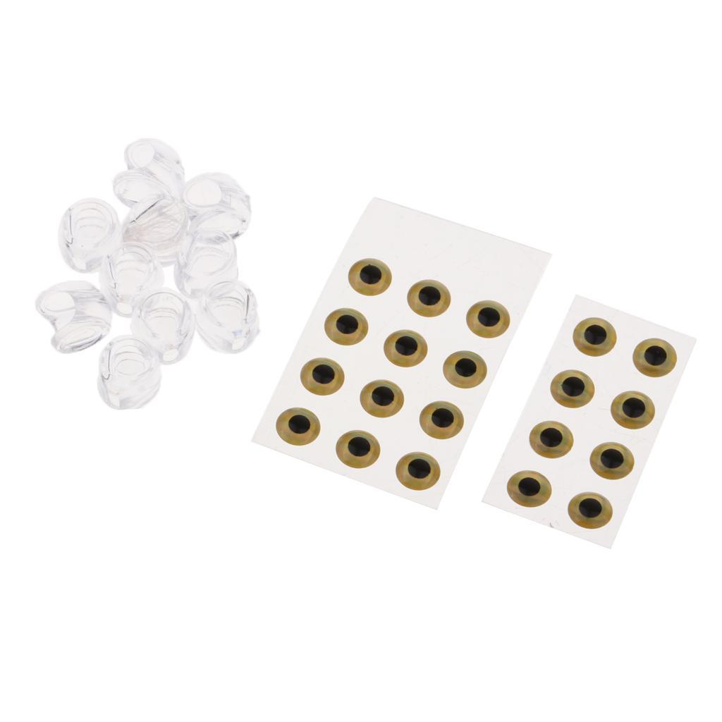20pcs 3D Fishing Eyes Fishing Lure Eye & 10pcs Fishing Head Great Accessory for Make Fishing Bait, Fly Tying, Fishing Lures, Crafts